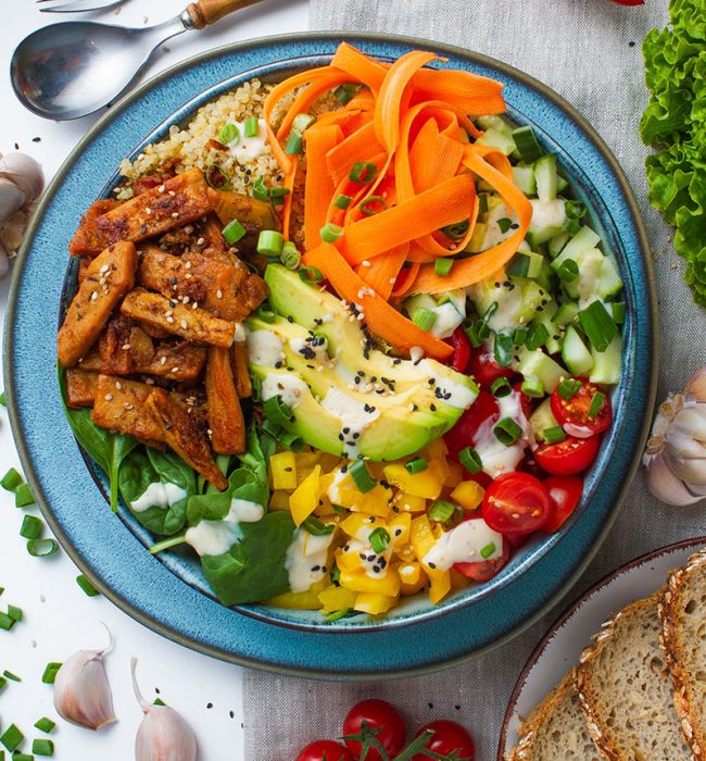 vegini Rezept vegane Pulled Chunks Buddha Bowl