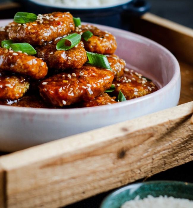 vegini Rezept vegane Nuggets sweet garlic glazed