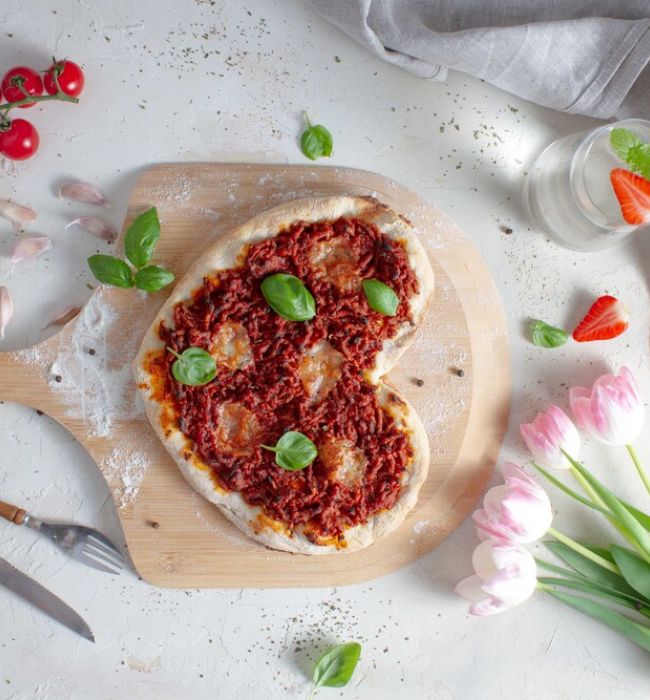vegini Rezept vegane Herzpizza