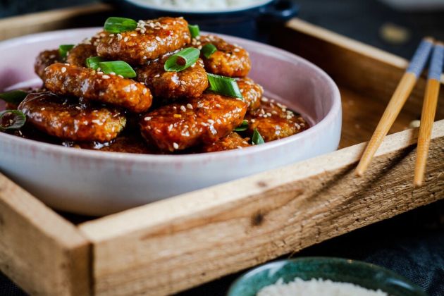 vegane nuggets sweet garlic glazed