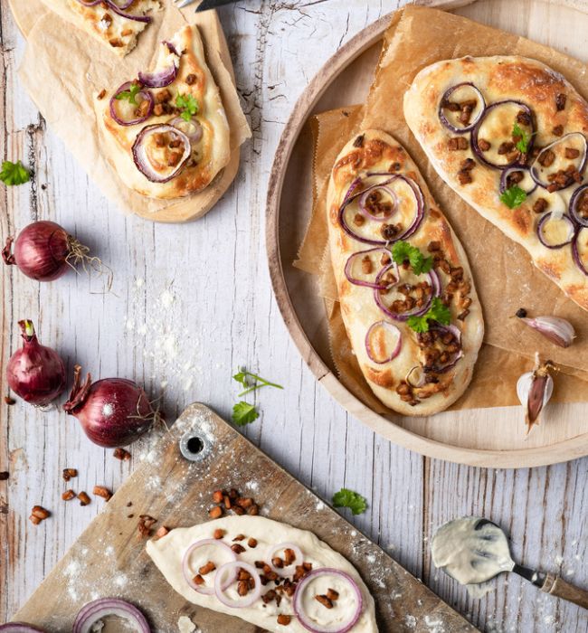 vegini Rezept veganes Fladenbrot mit Würfel Späck-Art